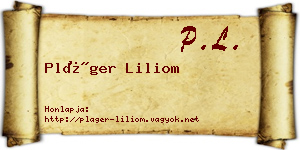 Pláger Liliom névjegykártya